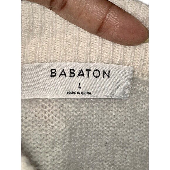Aritzia Babaton Cream Wool Blend Crew Neck Long Sleeve Pullover Sweater Large - Picture 2 of 7